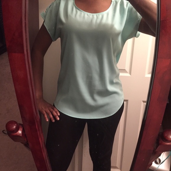 Polyester Express Windowpane Shoulder Top