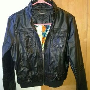 Faux leather motorcycle style jacket.