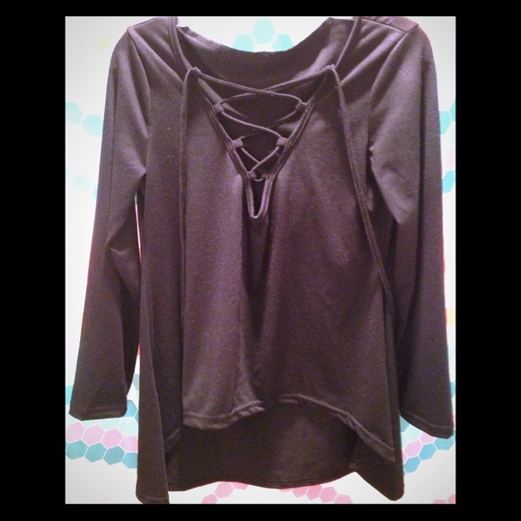 Black lace up top