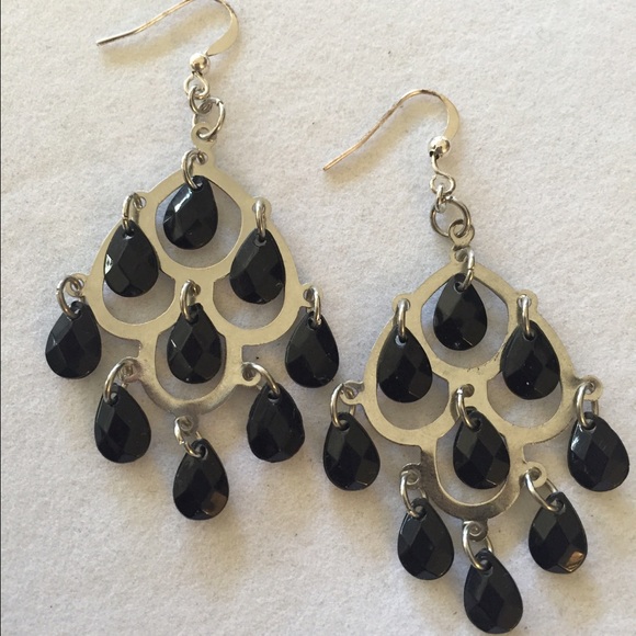 Black and silver chandelier earrings