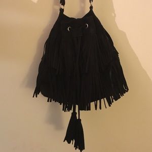 Express Black Fringe Bag