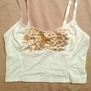 Free people white & gold foil bralette