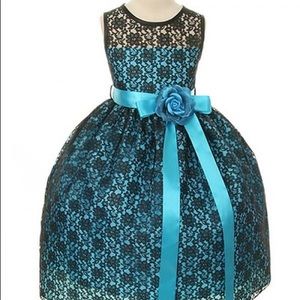 Girls black & blue lace dress size 8