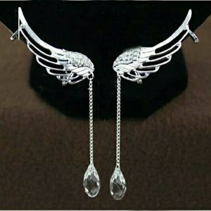 Boho angel wing crystal drop earrings