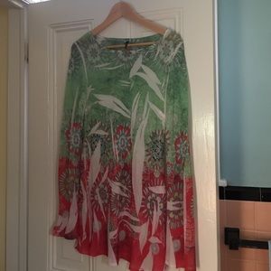 Sienna Rose tunic/cover up pink and green size L