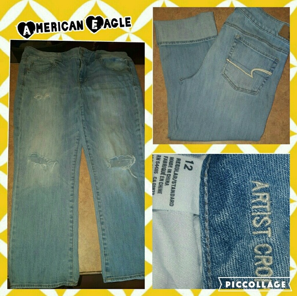 American Eagle Distressed Artist Crop Jeans