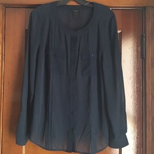 Ann Taylor sheet navy blouse
