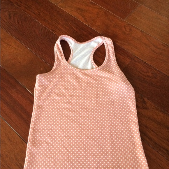 Pink polka dot racer back long tank small