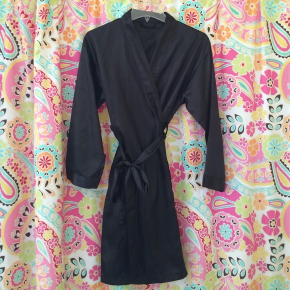 Black silky robe