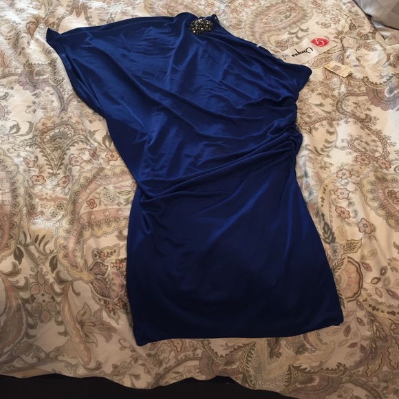 NWT one shoulder cobalt blue dress