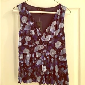 INC blue and white floral blouse