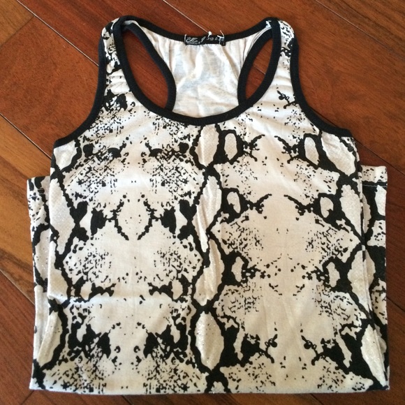Black trim racer back long tank with glitter small