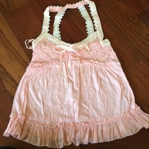 Cynthia steffe pink lace ruffle girly tank xs
