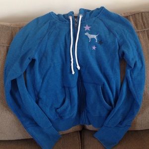 Pink Victoria's Secret sweatshirt.