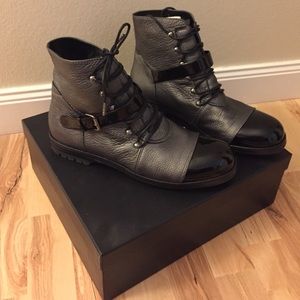 Chanel Grey and Black Short Boots