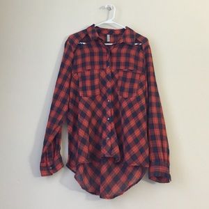 (SOLD) Free People Plaid with Shoulder Detail