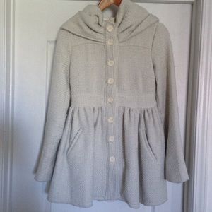Hooded Wool Dress Coat