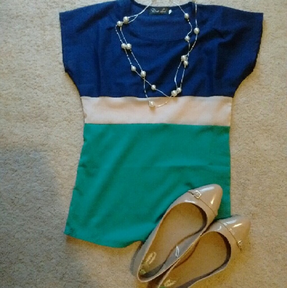 NEW Color Block Blouse