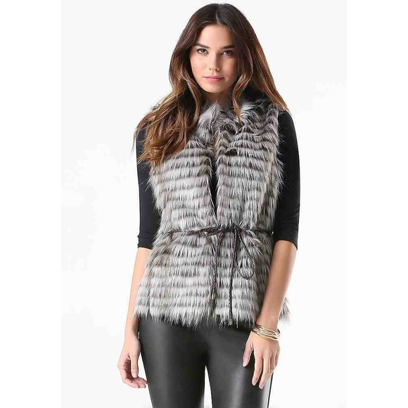 Faux Fur Vest with Tie