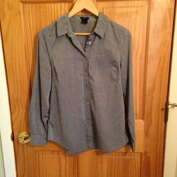 Blue chambray button down shirt