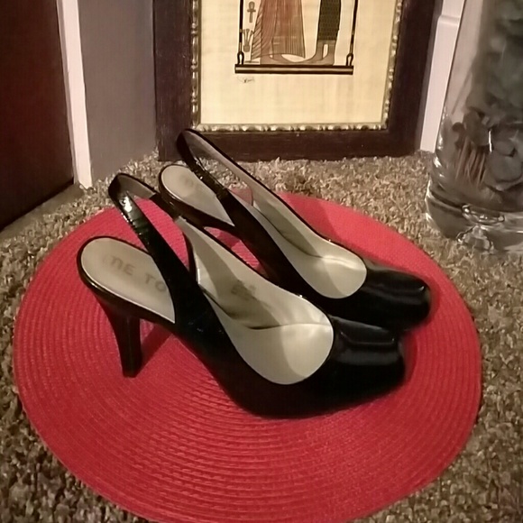 Me Too patten leather sling backs