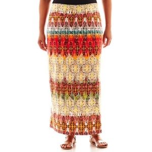 Plus Size Tribal Print Maxi Skirt