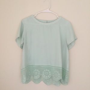 Mint Scallop Hem Top