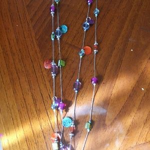 Multi colored, two strand necklace
