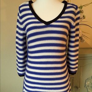 Blue and white striped sweater