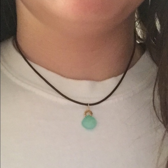 Light blue and gold drop chocker necklace
