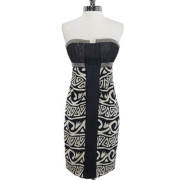 Nicole Miller Dresses & Skirts - [Nicole Miller] Black & cream strapless silk