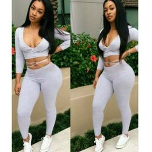 Two piece wrap top set