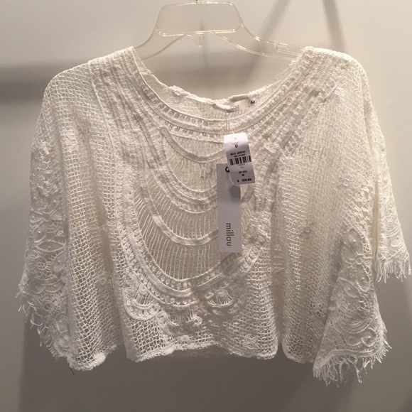 LF Millau White Flower Crop Top See - Picture 3 of 4