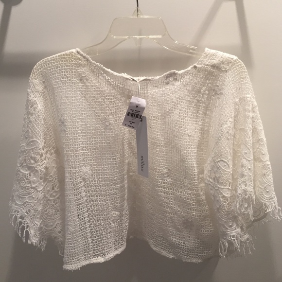 LF Millau White Flower Crop Top See - Picture 4 of 4