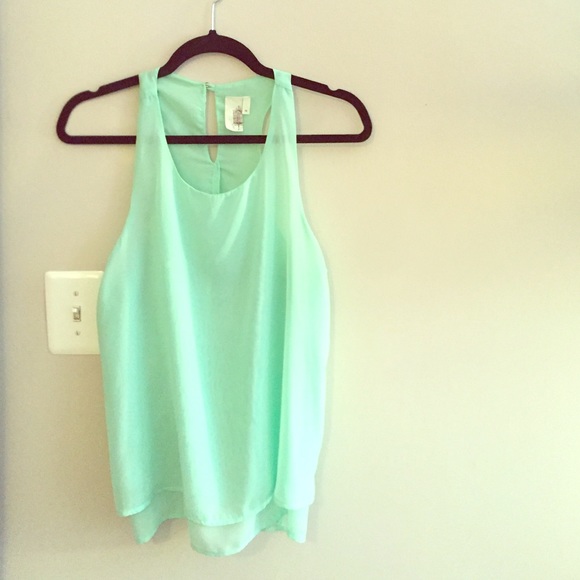 Mint green tank top with key hole at the back