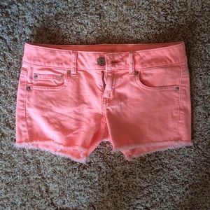 Highlighter peach jean shorts