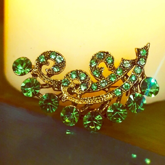 Vintage Green Paisley Designer Brooch