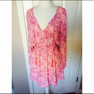 Pink boho light long sleeve dress