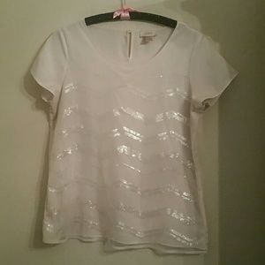 Cream Sequin Chevron Blouse