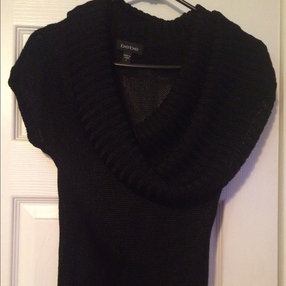 Black knit short sleeve sweater