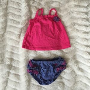 PINK W DENIM DETAIL // CHILDRENS PLACE // 3-6 MOS