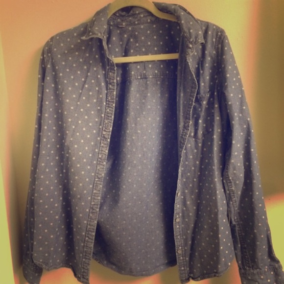 Polka dot denim top
