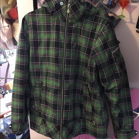 Roxy Hooded and Lined Plaid Jacket