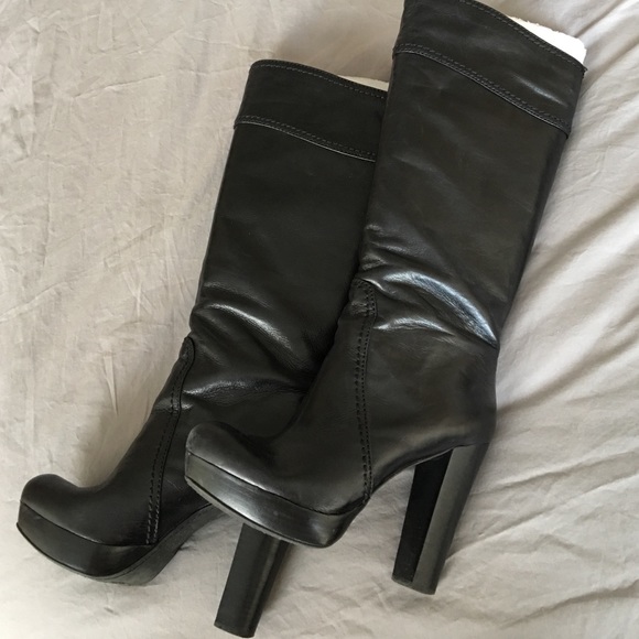 Vince Camuto stacked heel boots with 1" platform