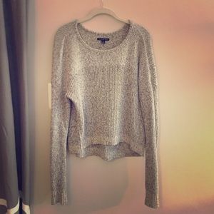 Cropped grey knit sweater