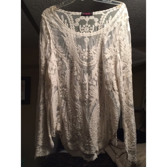 Lace flowy long top