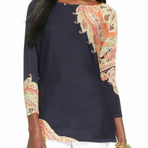 NWT Ralph Lauren navy paisley lightweight sweater