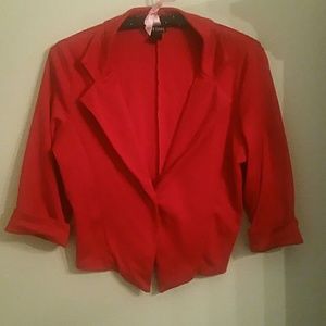 Cropped Knit Red Blazer