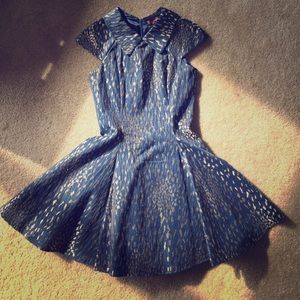 Modcloth Navy and Metallic Gold Party Dress Size 6