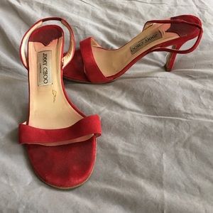Jimmy Choo red open toe slingbacks